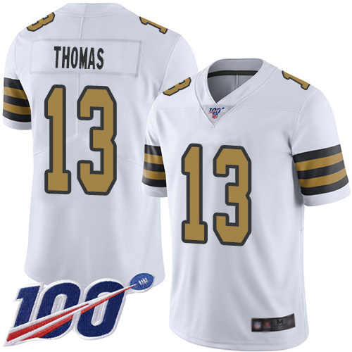 Men New Orleans Saints Limited White Michael Thomas Jersey NFL Football #13 100th Season Rush Vapor Untouchable Jersey->new orleans saints->NFL Jersey